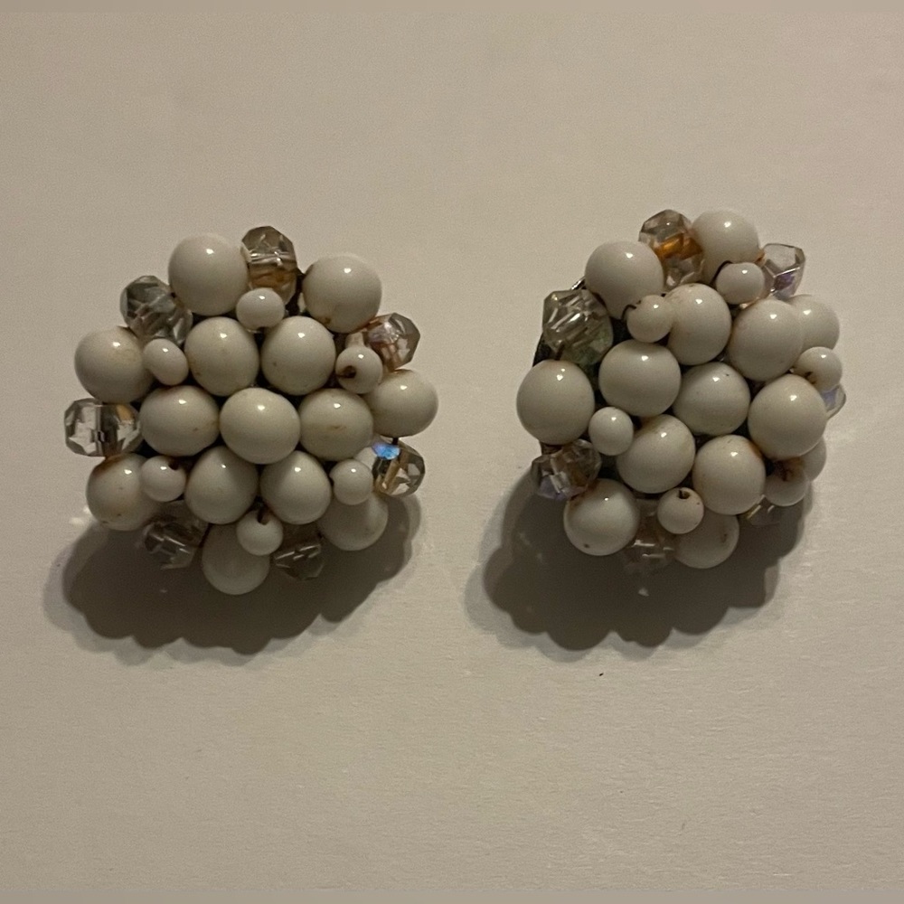 Signed Japan Vintage Beaded Clip On Earrings